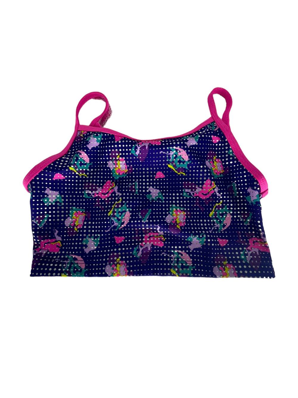 Danskin Freestyle Girls Printed Strappy Swim Bathing Suit Top Youth 10-12 Large